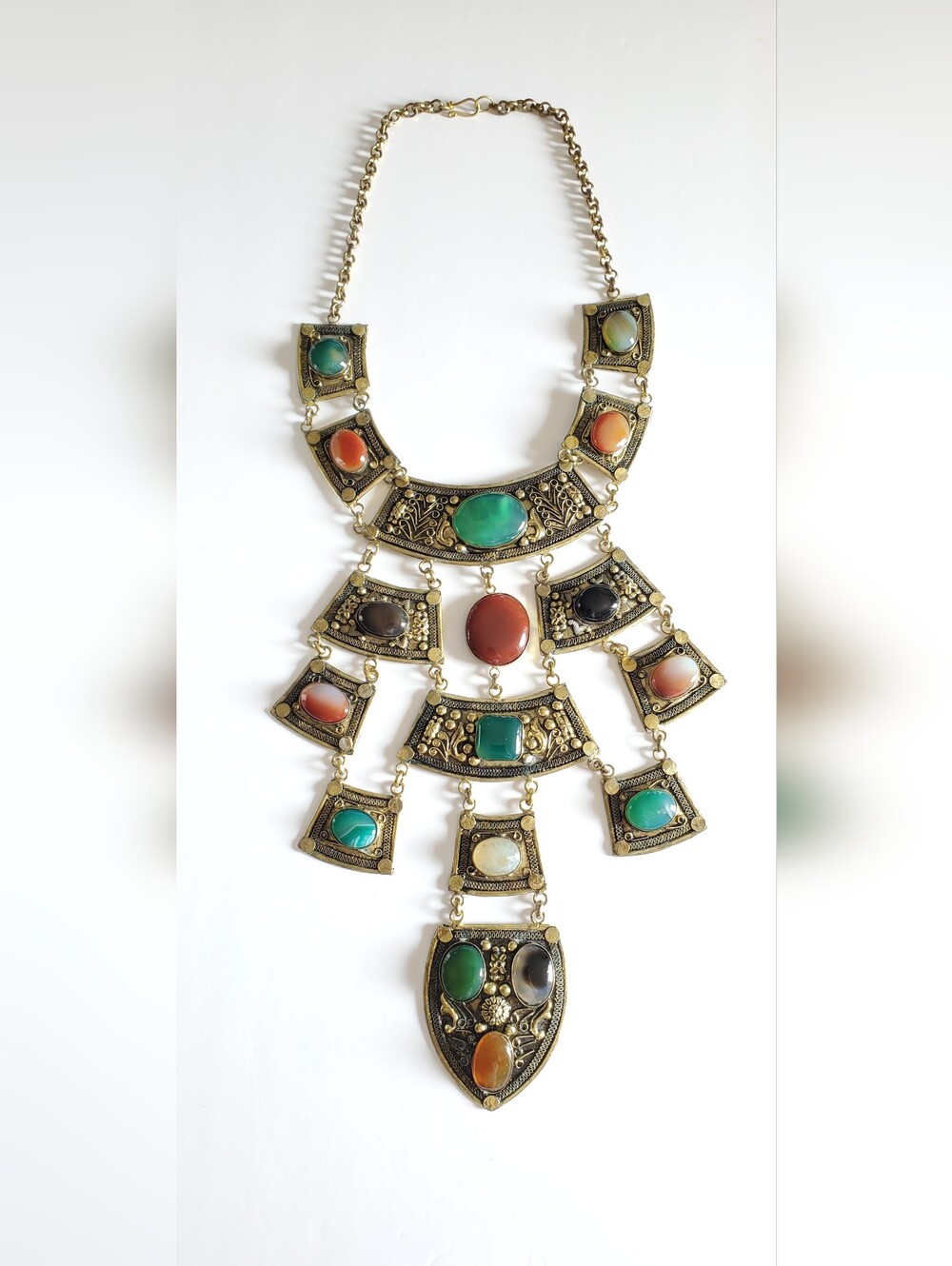 Vintage Egyptian Revival Statement Bib Necklace